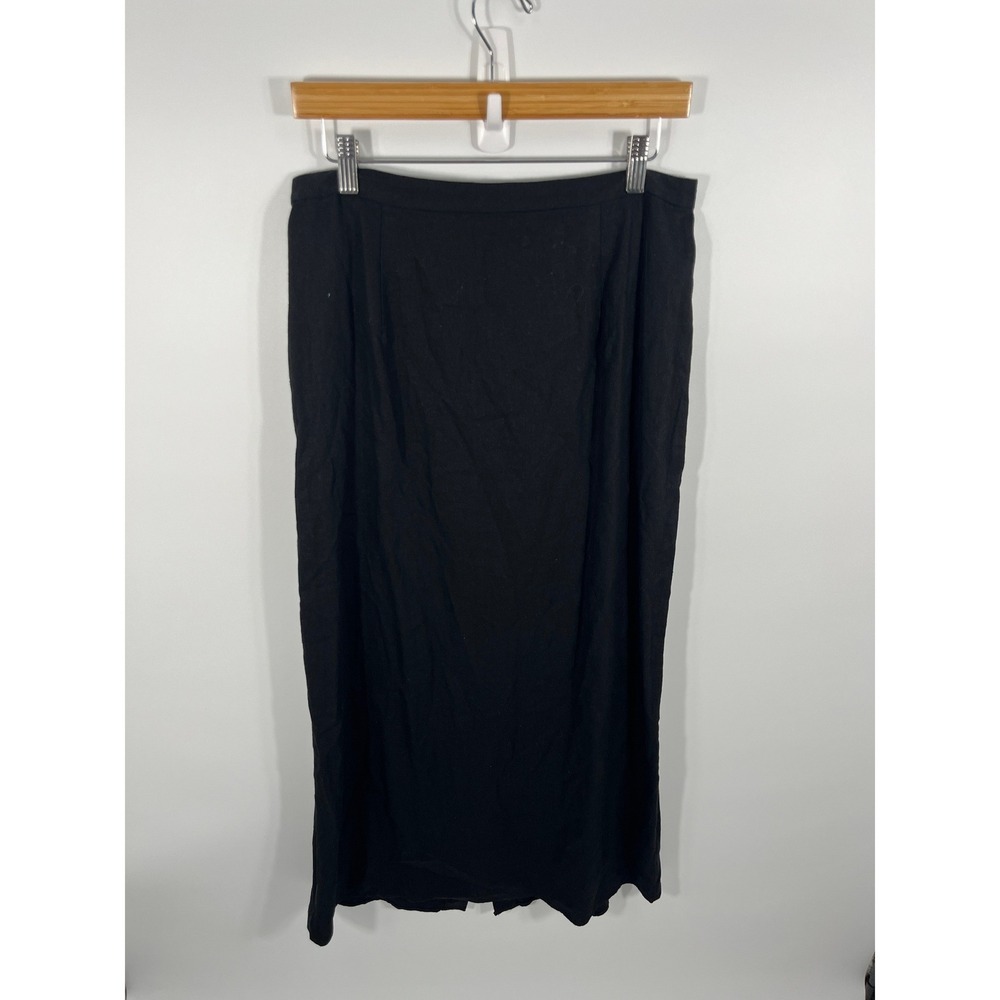 Old Navy Womens‎ Linen Blend Maxi Skirt L Black Minimalist Capsule Euro Summer